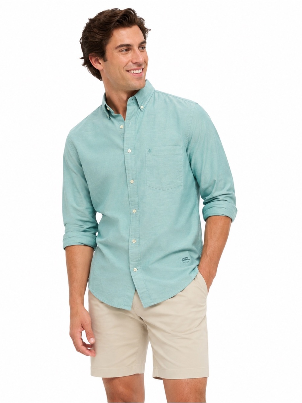 IZOD Saltwater Men’s relaxed coastal agate green long sleeve button down shirt S